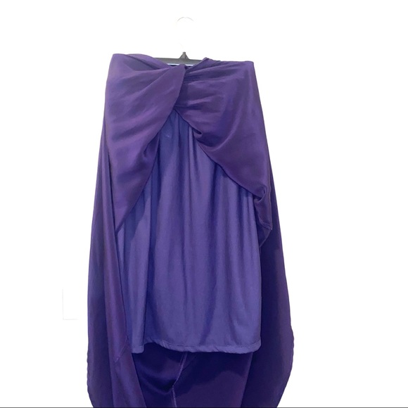 Olivaceous 100% silk layered plum maxi skirt - Picture 7 of 16